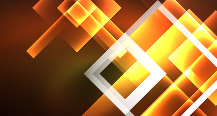 Shiny neon design square shape abstract background. Retro vector abstract design banner template