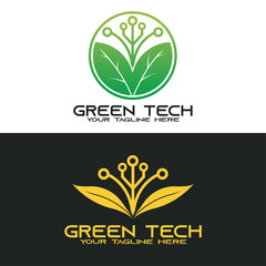 Green technology with circuit and leaves combination. smart agricultural concept. illustration element -vector
