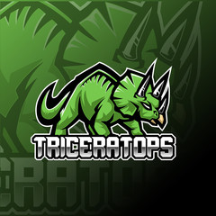 Triceratops esport mascot logo design © Visink.art