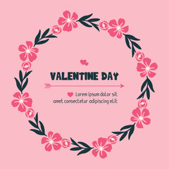 Valentine day banner ornate, with graphic leaf flower frame decor. Vector