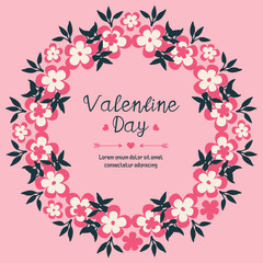 Fototapeta na wymiar Decor text of valentine day, with various shape pattern of leaf flower frame. Vector
