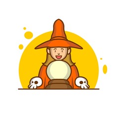 illustration of a friendly witch