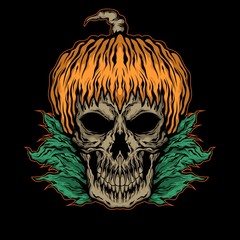 illustration of a combination of pumpkin and skull
