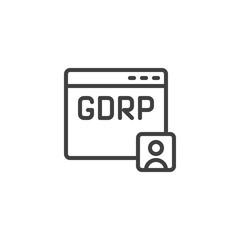 Website personal data protection line icon. linear style sign for mobile concept and web design. GDPR browser protection outline vector icon. Symbol, logo illustration. Vector graphics