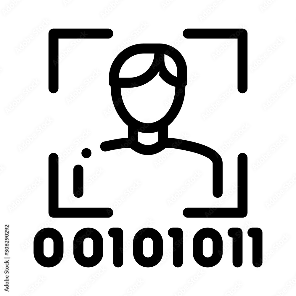Poster human binary code icon vector. outline human binary code sign. isolated contour symbol illustration