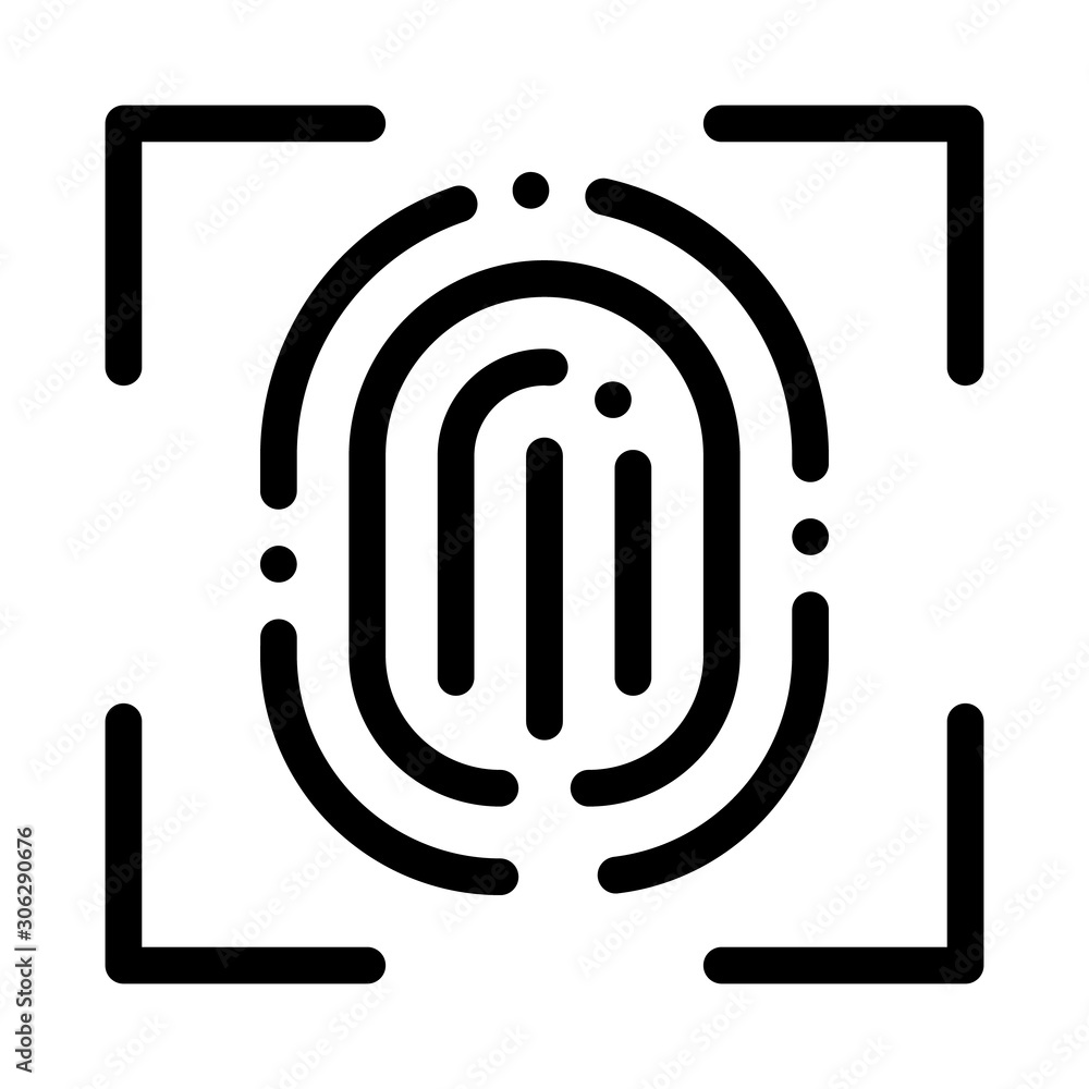 Poster scan fingerprint close-up icon vector. outline scan fingerprint close-up sign. isolated contour symb