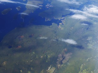 Scenic aerial view of the coastline of the East Coast in America.
