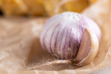 garlic with a slice of bread