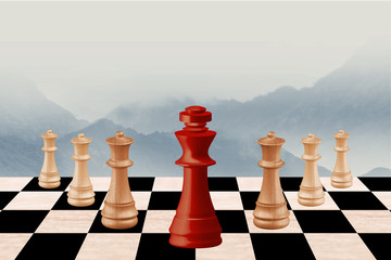 Chess, business ideas, leadership and concept ideas for success