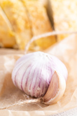 garlic with a slice of bread