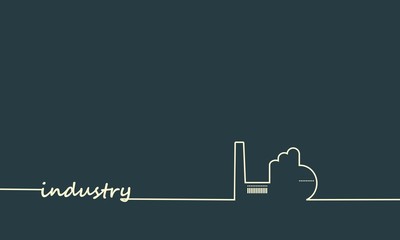 An outline of a factory. Line art industry concept