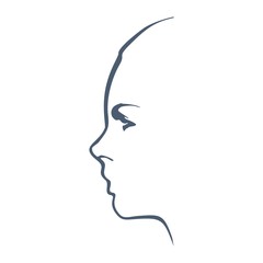 Naklejka na ściany i meble Face profile view. Elegant silhouette of a female head. Beautiful woman portrait. Thin line style