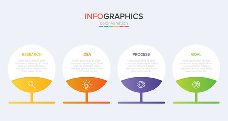 Infographic design with icons and 4 options or steps. Thin line vector. Infographics business concept. Can be used for info graphics, flow charts, presentations, web sites, banners, printed materials.