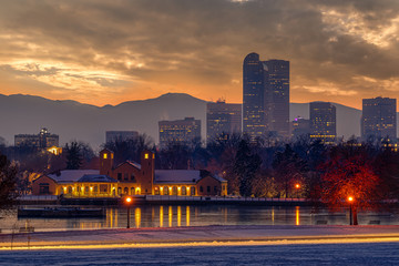 Boathouse at sunset