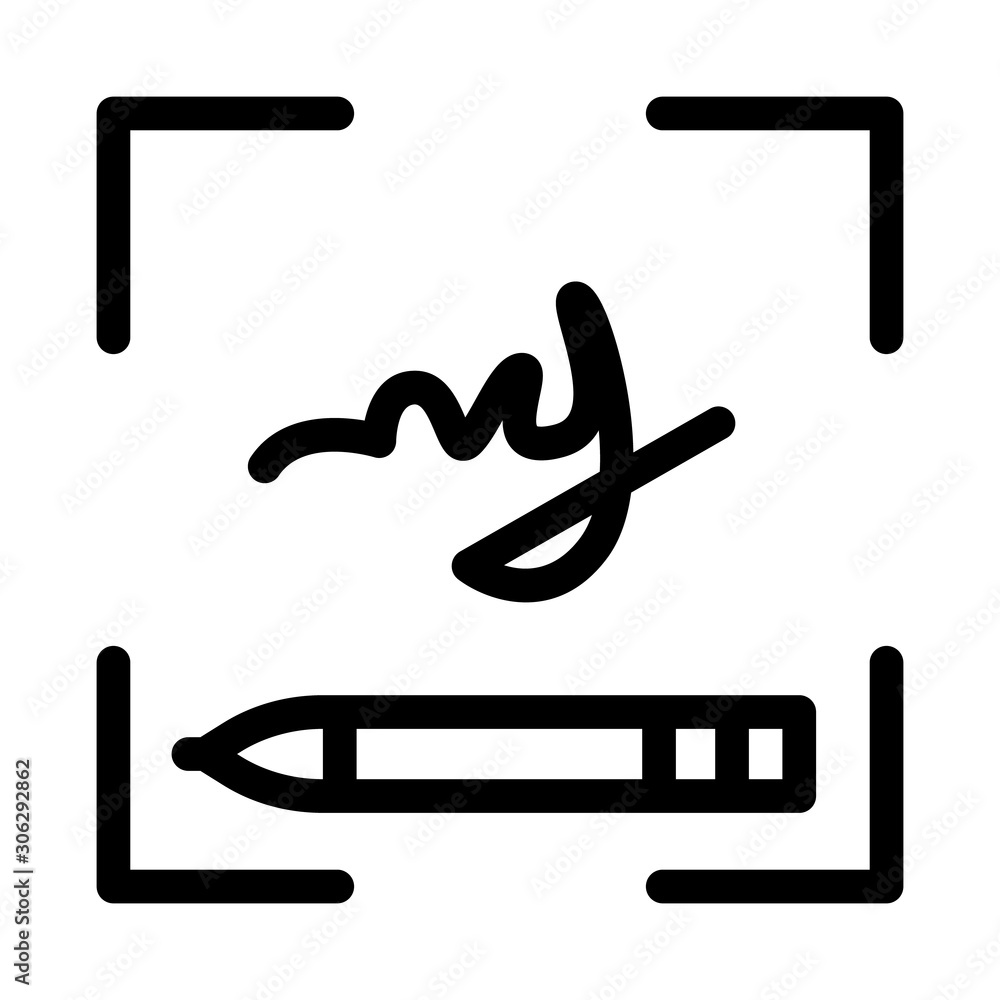 Poster human handwriting authentication icon vector. outline human handwriting authentication sign. isolate