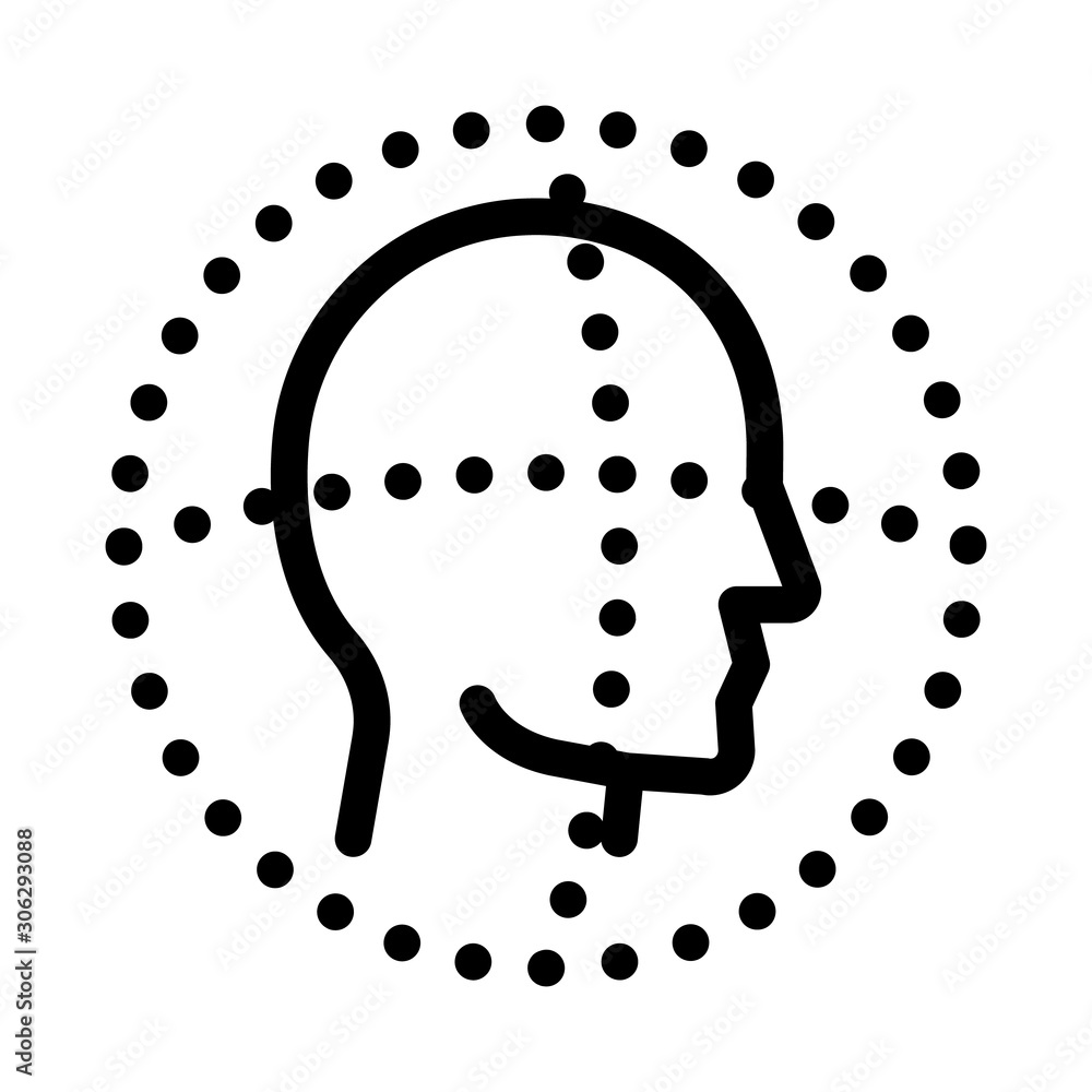 Poster scan head authentication icon vector. outline scan head authentication sign. isolated contour symbol