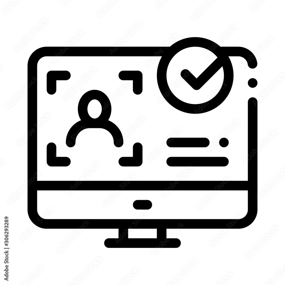 Poster computer person identity icon vector. outline computer person identity sign. isolated contour symbol