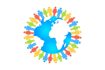 Global business, creative illustration of team concepts