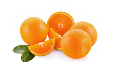 Orange and slice isolated on white background