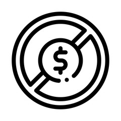 Dollar Banknote Ban Icon Vector. Outline Dollar Banknote Ban Sign. Isolated Contour Symbol Illustration