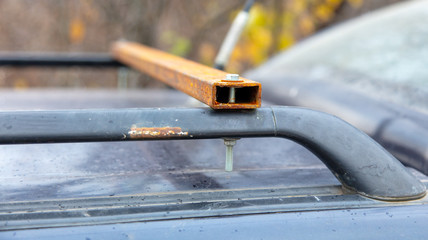 Metal on the roof for luggage from a car