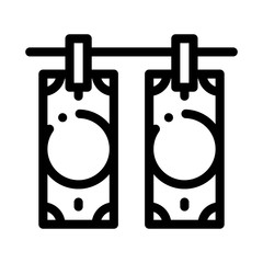 Drying Fake Banknotes Icon Vector. Outline Drying Fake Banknotes Sign. Isolated Contour Symbol Illustration