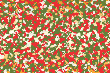 Christmas Festival Camouflage (Santa Red, Pine Green, Snow White, Sparkle Gold) Fashion pattern for making clothing or covering for beauty and to add color during the festive season.