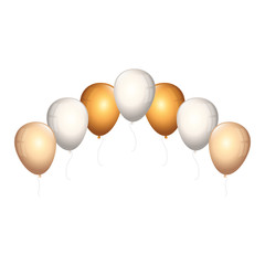 set of balloons helium golden and white vector illustration design