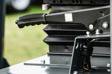 Close up of black hand brake i