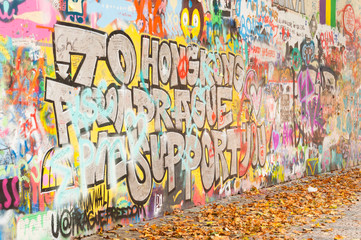 A support message to the Hong Kong protests on the John Lennon wall in Prague.