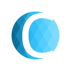 Letter C logo. Blue low poly concept. Flat Vector illustration