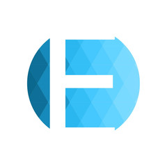 Letter E logo. Blue low poly concept. Flat Vector illustration