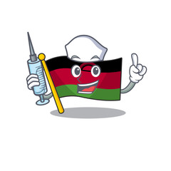 Cute Nurse flag malawi character cartoon style with syringe - 306299675
