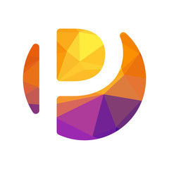 initial letter P modern low poly style logo icon design. lowercase logo