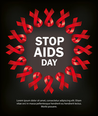 poster of world aids day and ribbons with circular frame vector illustration design