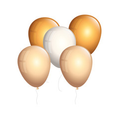 set of balloons helium golden and white vector illustration design
