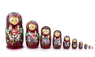 Russian dolls in studio