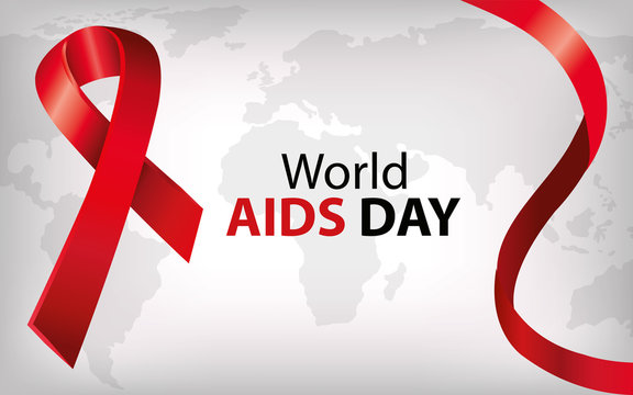 poster of world aids day with ribbon vector illustration design