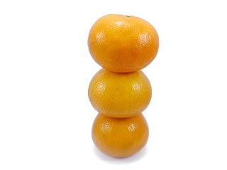 Orange fruit isolated on white background, Fresh Tangerine oranges,  ready to eat or making drinks, Three