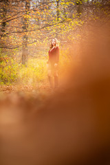 Girl in the forest. Autumn. One person