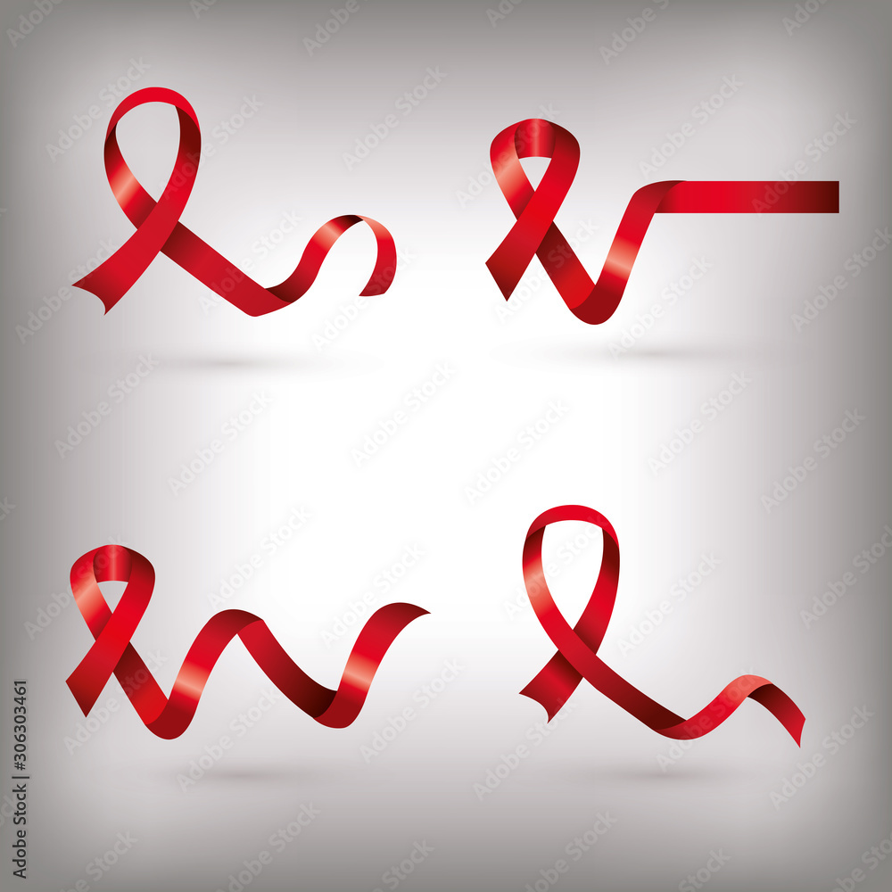 Poster set of aids day awareness ribbons isolated icon vector illustration design