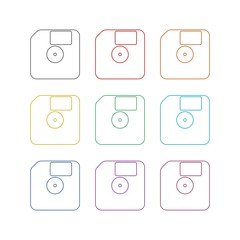 Diskette color icon set isolated on white background
