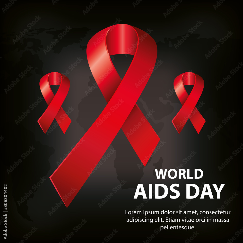 Poster poster of world aids day with ribbons vector illustration design