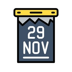 Calendar vector, Black friday related filled icon