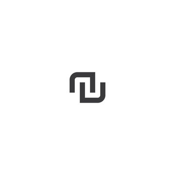 Letter NU Logo Design, Concept Letter N + U Simple Monogram.
