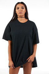 Fototapeta premium Blank t-shirt mock-up - Cool streetwear fashion girl ready for your design