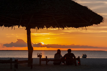 watching the sunset on Zanzibar
