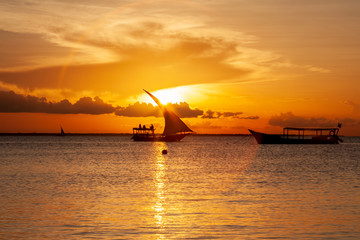 sunset at Kendwa beach in Zanzibar