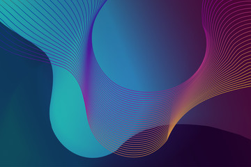 Colored wavy lines and dot gradient fluid create an abstract background