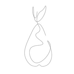 Fruit pear icon continuous line drawing, vector illustration